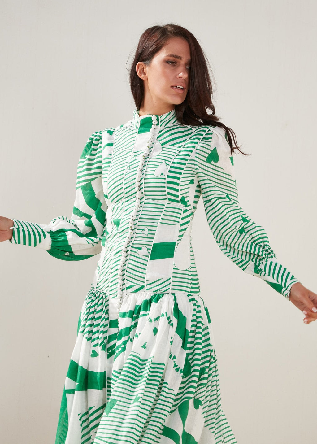 Mackenzie Mode - Button Me Up Maxi - Green with Envy