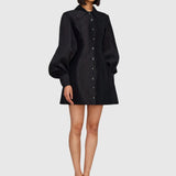 LEO LIN - The Fields Linen Mini Dress - Black
