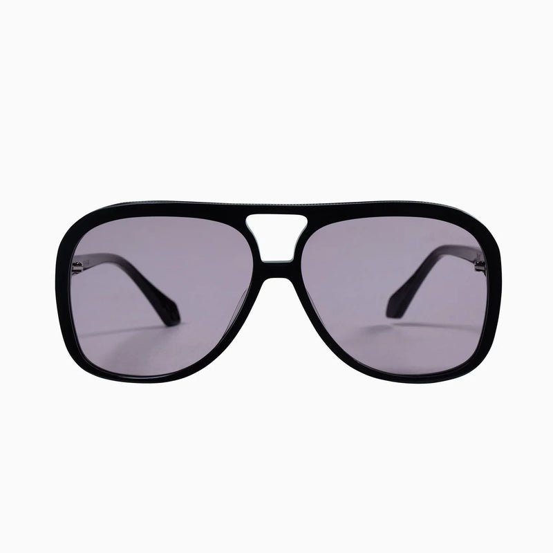 Valley Eyewear - Bang - Gloss Black - Matte Black Metal Trim - Violet Lens