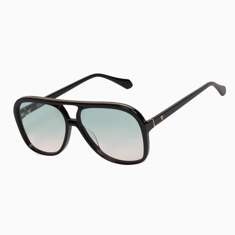 Valley Eyewear - Bang - Gloss Black / Gold Metal Trim / Olive Rose Gradient Lens