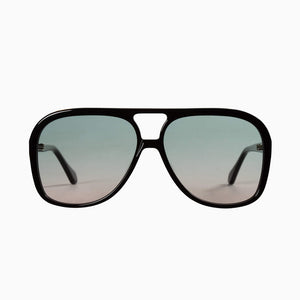 Valley Eyewear - Bang - Gloss Black / Gold Metal Trim / Olive Rose Gradient Lens