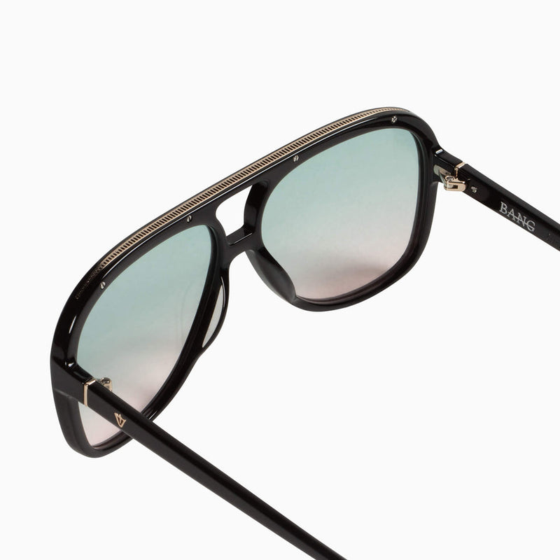 Valley Eyewear - Bang - Gloss Black / Gold Metal Trim / Olive Rose Gradient Lens