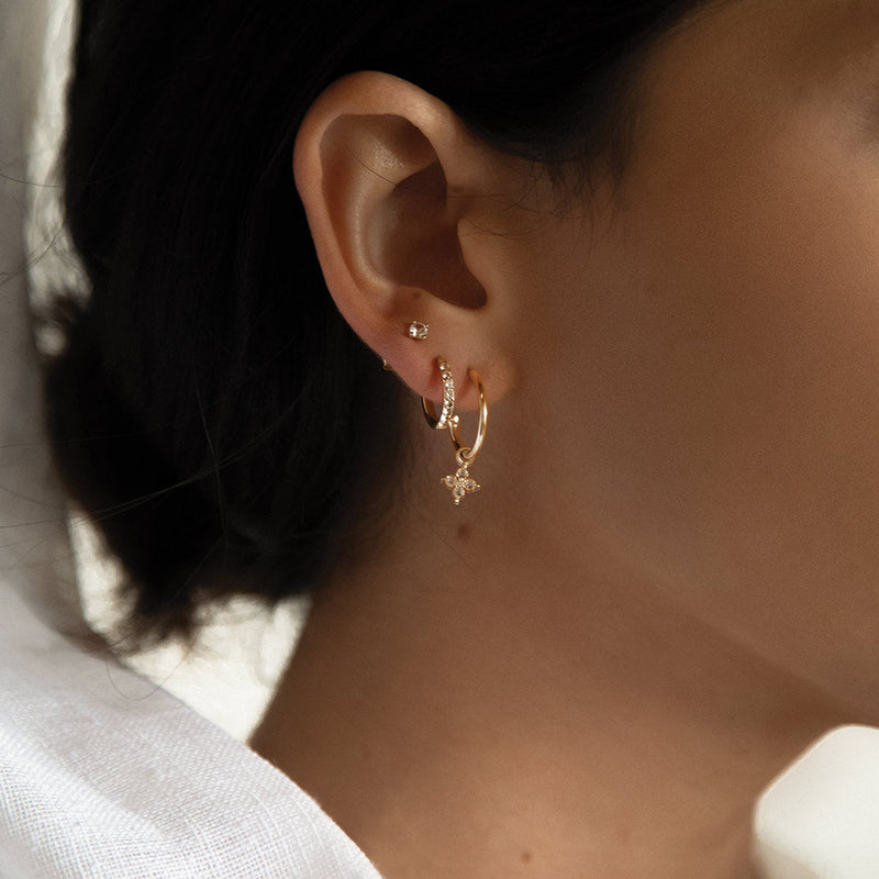 Murkani - Clover Hoops - White Topaz - Gold