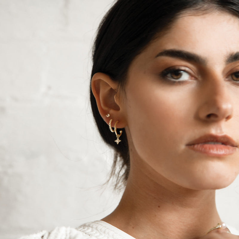 Murkani - Clover Hoops - White Topaz - Gold