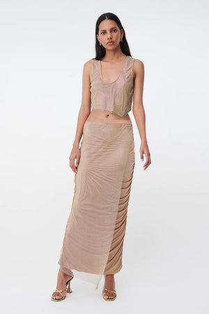 SUBOO - Dali Wrap Ruched Maxi Skirt - Nude