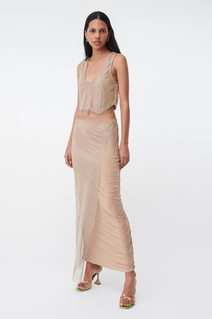 SUBOO - Dali Wrap Ruched Maxi Skirt - Nude