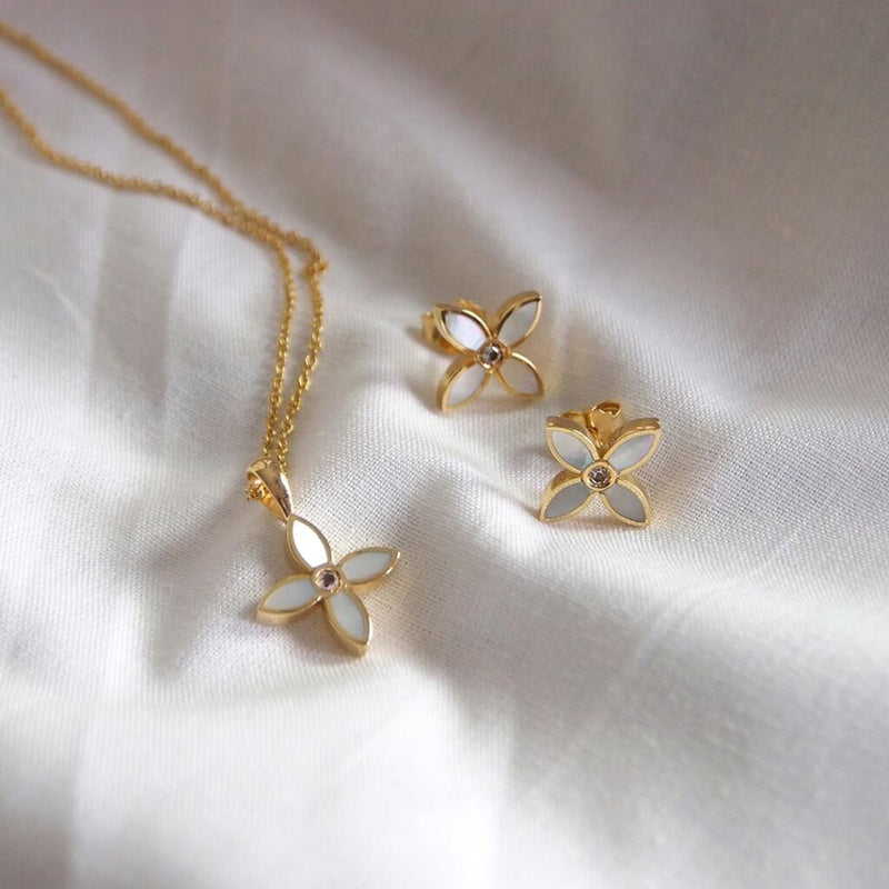 Murkani - Small Mother of Pearl Earrings - Gold