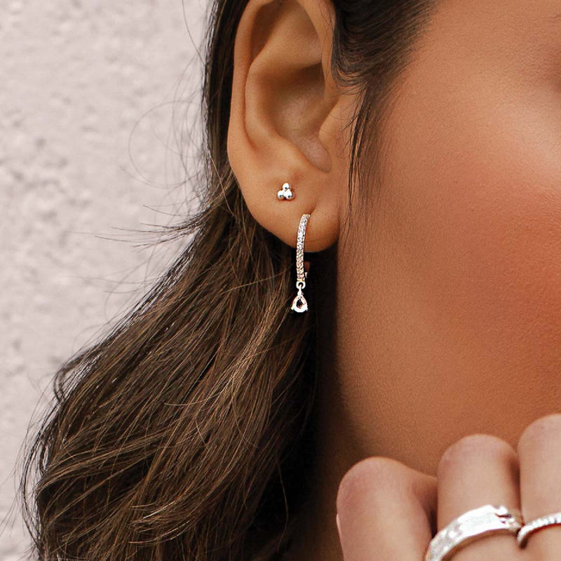 Murkani - Tear Drop White Topaz Hoops - Silver