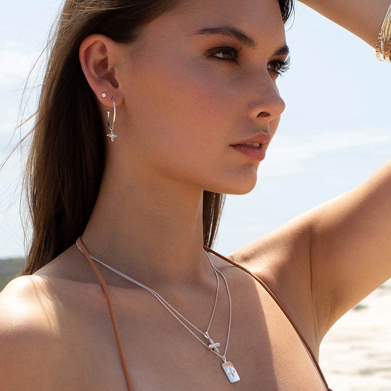 Murkani - Medium Clover Hoop Earrings - Sterling Silver
