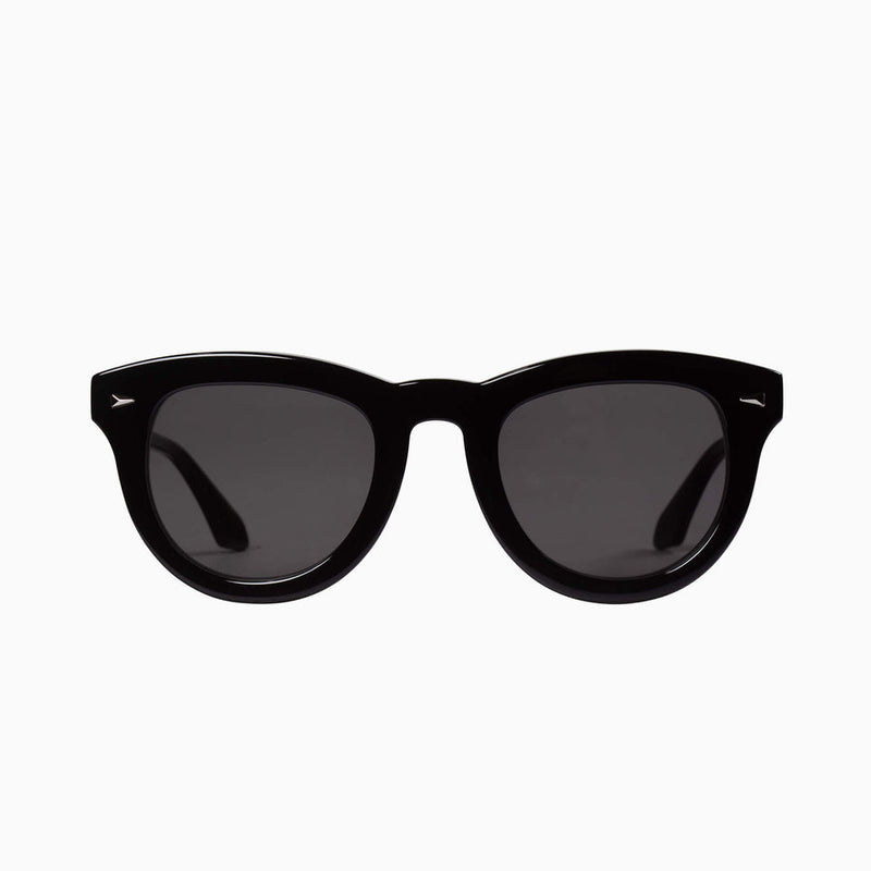 Valley Eyewear - Gripp - Gloss Black / Silver Metal Trim / Black Lens