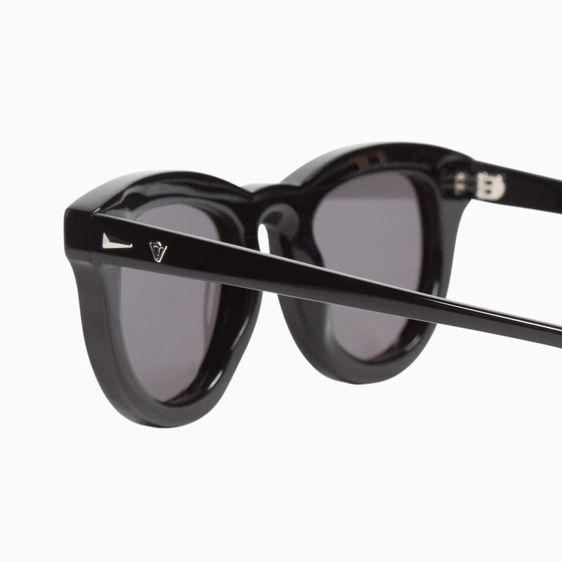 Valley Eyewear - Gripp - Gloss Black / Silver Metal Trim / Black Lens
