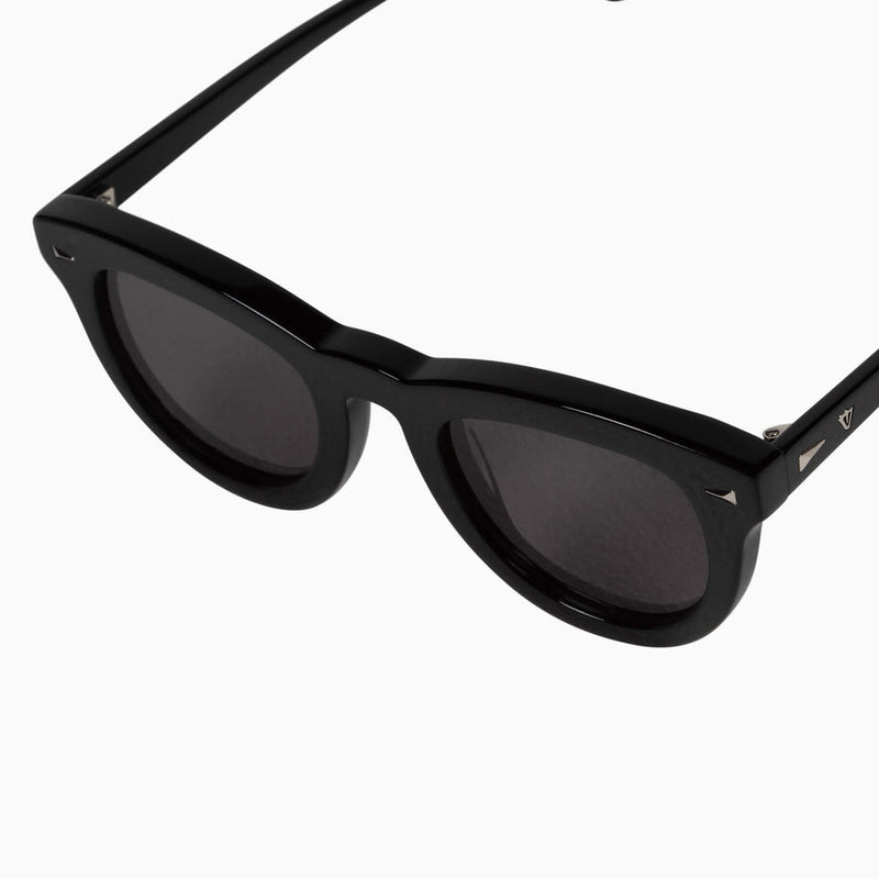 Valley Eyewear - Gripp - Gloss Black / Silver Metal Trim / Black Lens