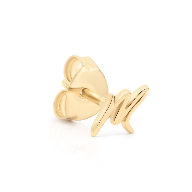 By Charlotte - 14k Gold Love Letter Earring "M"
