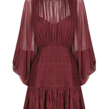 SHONA JOY - Marquis Rouched Panelled Mini Dress - Deep Wine