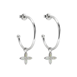 Murkani - Medium Clover Hoop Earrings - Sterling Silver
