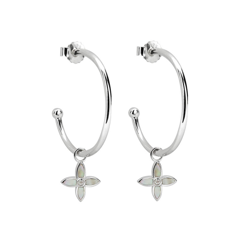 Murkani - Medium Clover Hoop Earrings - Sterling Silver