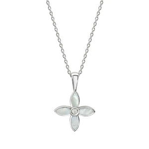 Murkani - Floral Mother Of Pearl Necklace - Silver