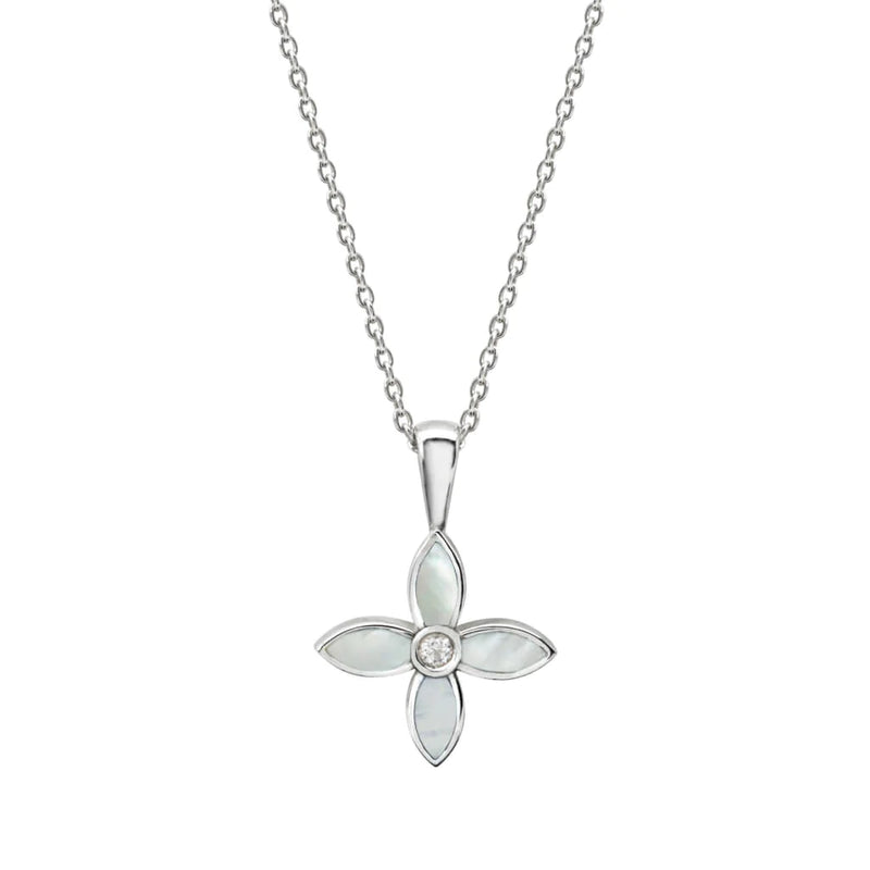 Murkani - Floral Mother Of Pearl Necklace - Silver