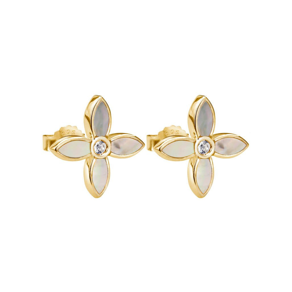 Murkani - Small Mother of Pearl Earrings - Gold