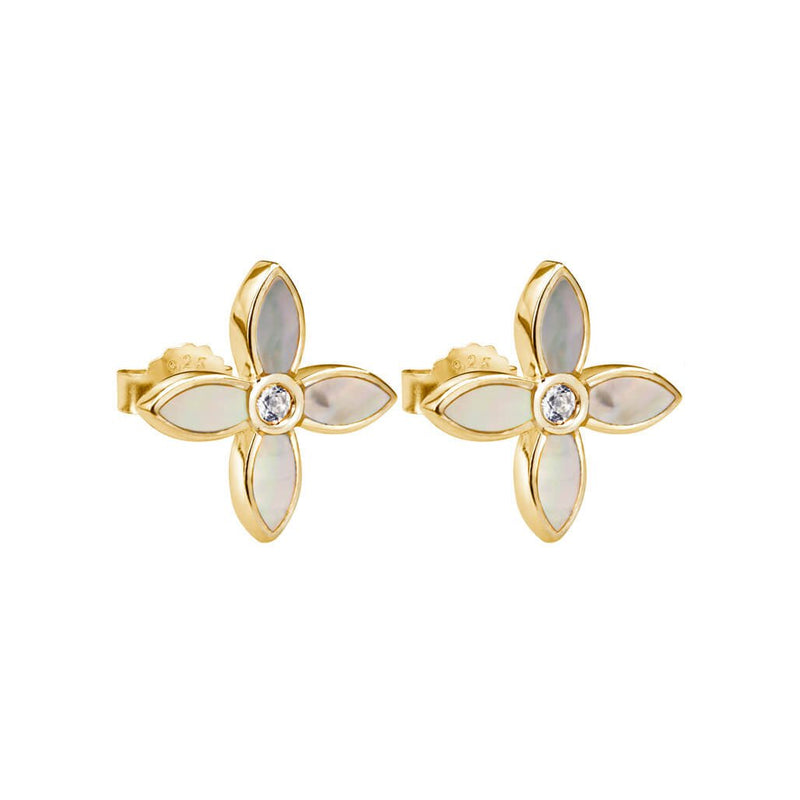 Murkani - Small Mother of Pearl Earrings - Gold