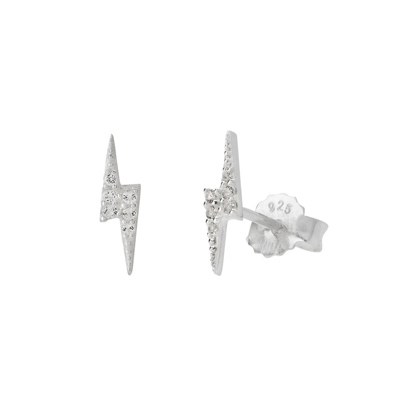 Murkani - Lightning Bolt Studs - White Topaz - Sterling Silver