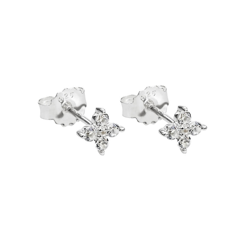 Murkani - Clover Studs - White Topaz - Sterling Silver