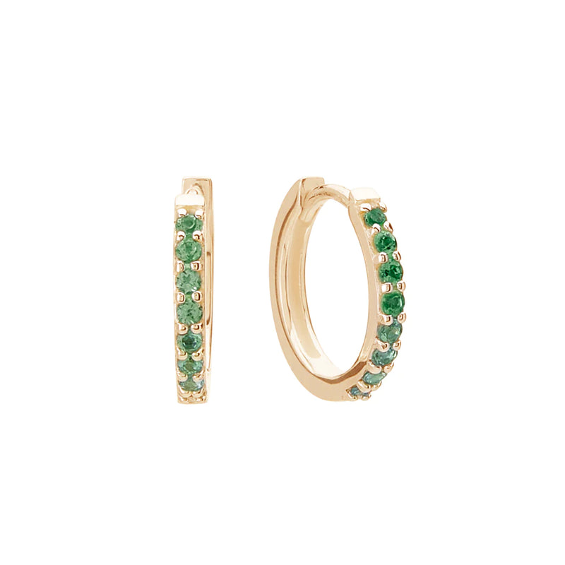 Murkani - Green Quartz Huggies - 18kt Yellow Gold