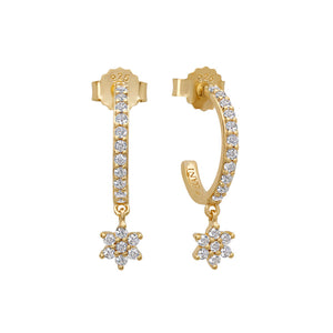 Murkani - Star Drop Hoops - White Topaz - Gold