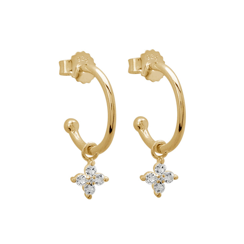 Murkani - Clover Hoops - White Topaz - Gold