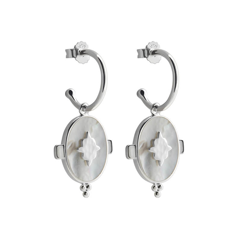 Murkani - Oval Mother of Pearl Earrings - Sterling Silver