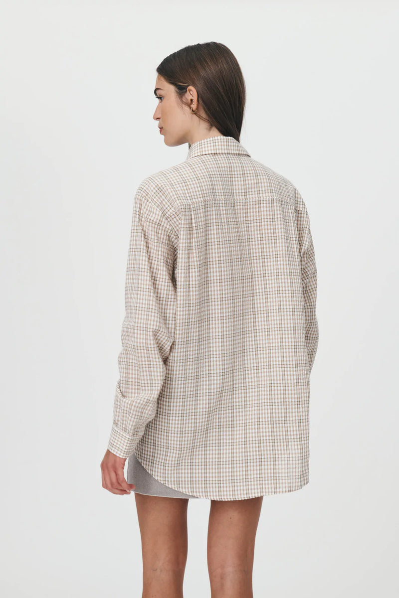 Rowie - Mason Long Sleeve Shirt - Taupe Check