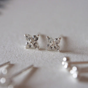 Murkani - Clover Studs - White Topaz - Sterling Silver