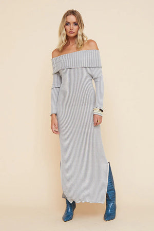 Suboo - Rumer Off Shoulder Long Maxi Dress - Grey