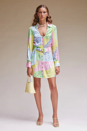 Suboo - Splice Keyhole Mini Shirt Dress - Multi