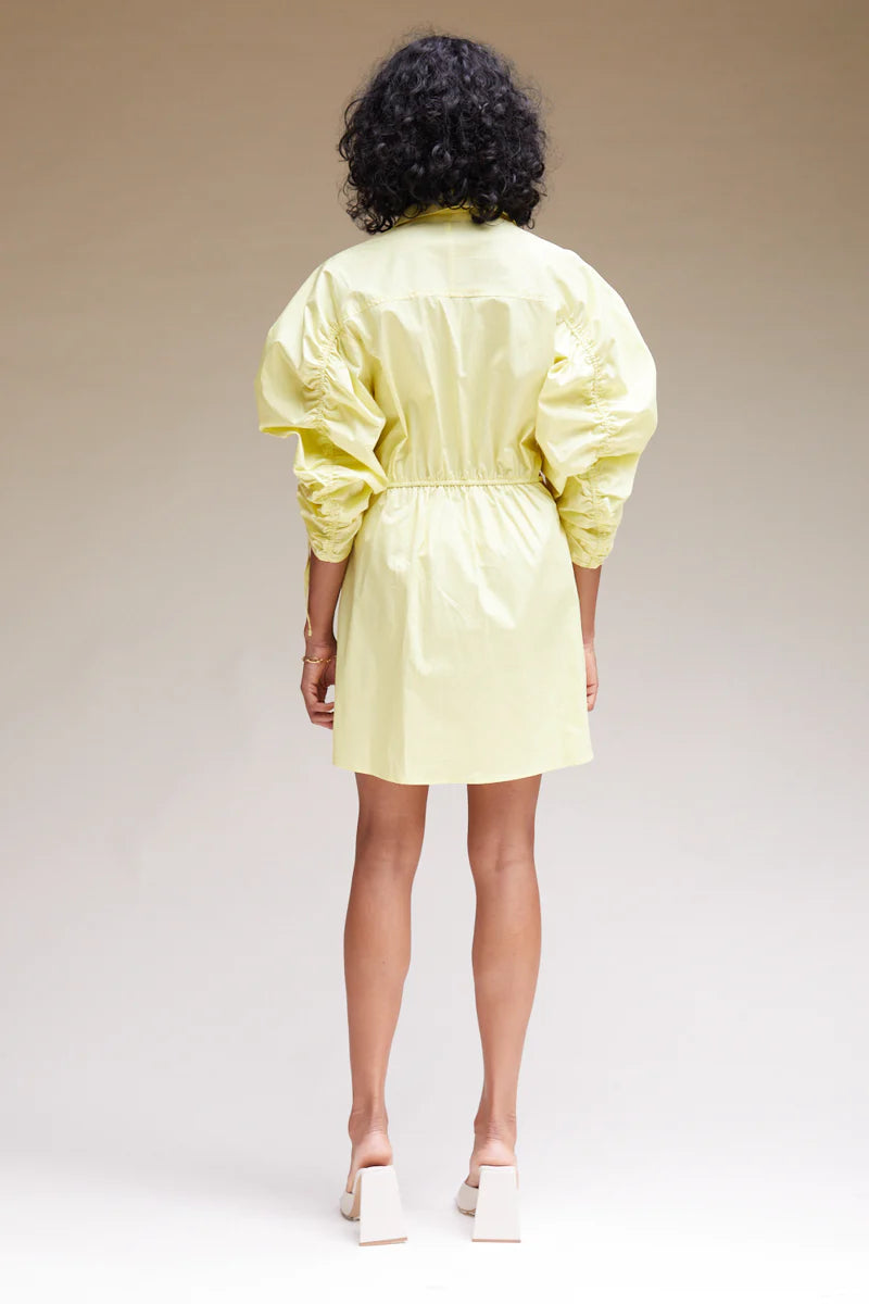 Suboo - Tali Gathered Sleeve Shirt Dress - Lemon