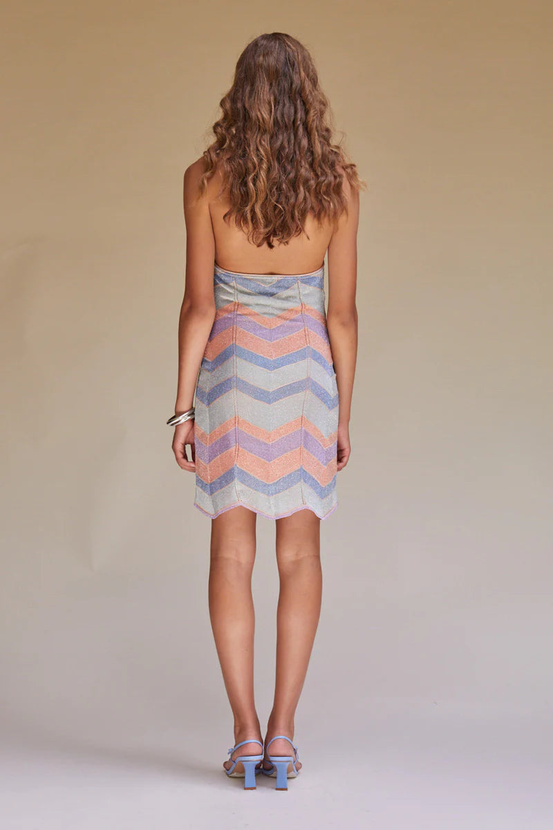 Suboo - Kiki Chevron Halter Mini Dress