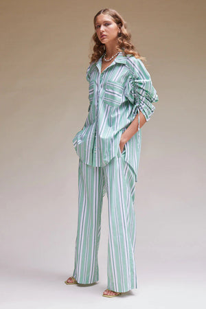 Suboo - Tali Relaxed Print Trouser - Green Stripe