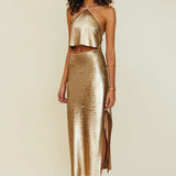 SUBOO - Pyra Strappy Halter Top - Gold