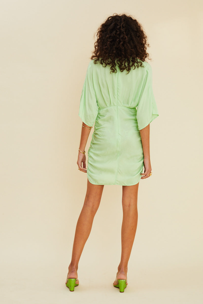 Suboo - Halley Ruched Cross Over Mini Dress - Mint