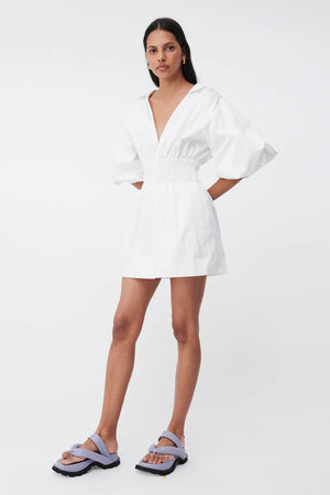 Suboo - Orsay Shirred Waist Mini Shirt Dress - Ivory