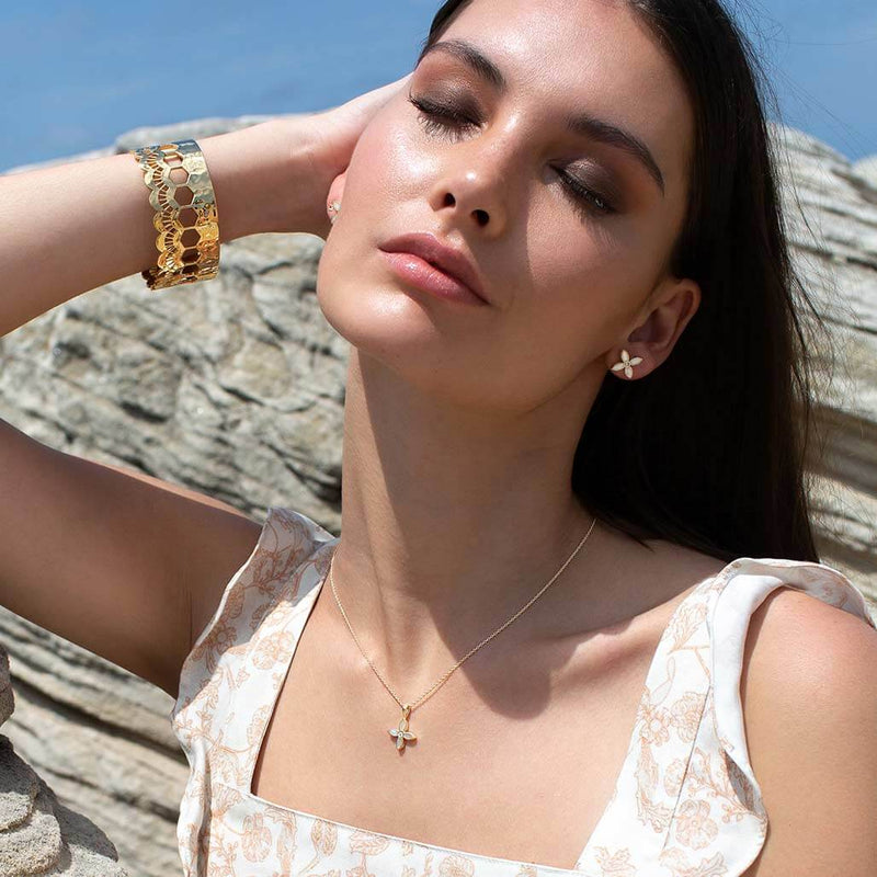 Murkani - Small Mother of Pearl Earrings - Gold