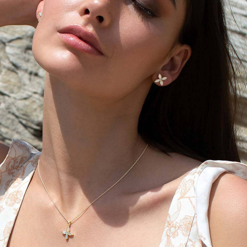 Murkani - Small Mother of Pearl Earrings - Gold