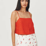 ROWIE - Sunny Linen Crop - Aperol Red