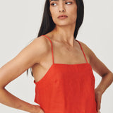ROWIE - Sunny Linen Crop - Aperol Red
