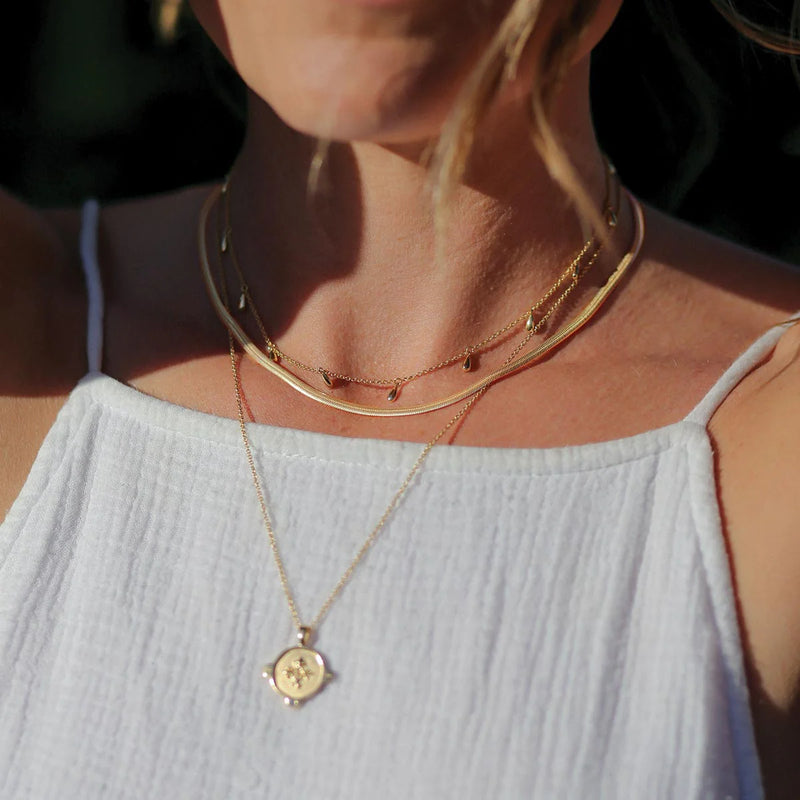 Mukani - Tear Drop Choker Necklace - 18kt Gold Plate
