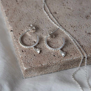 Murkani - Tear Drop White Topaz Hoops - Silver