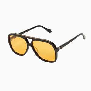 Valley Eyewear - Bang - Gloss Black / Gold Metal Trim / Orange Lens