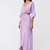 SUBOO - Halley Cross Over Midi Dress - Lavender