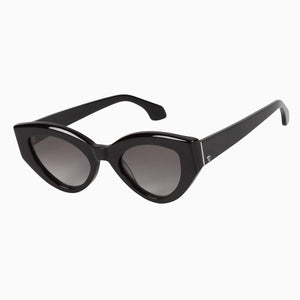 Valley Eyewear - Bones - Gloss Black w/ Silver Metal Trim - Black Gradient Lens