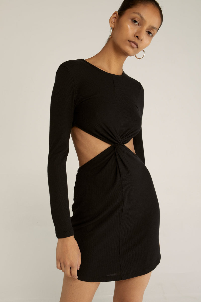 Third Form - Once Around LS Mini Dress ( Black )